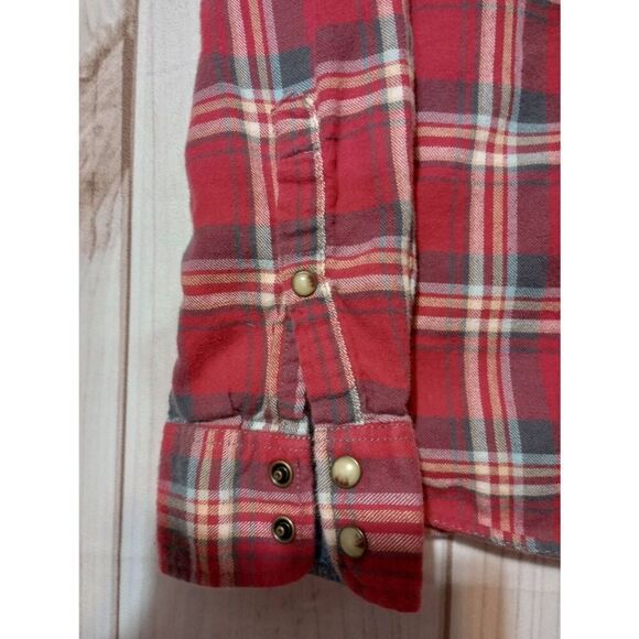 Jachs Girlfriend Shirt Ladies Large Red Plaid Button Front Western - Picture 4 of 7